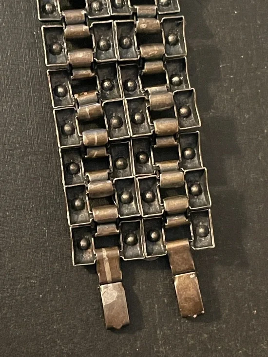 Vintage Rhinestone Heart, Starburst & 3-D Rose Silver Tone Panel Bracelet - Picture 9 of 12